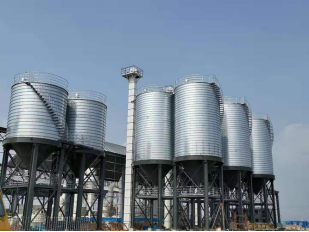Construction site of a steel silo